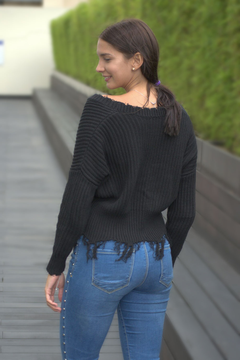 Gray Hollow-out Distressed Tassels Womens Sweater - US2EInc Apparel Plug Ltd. Co