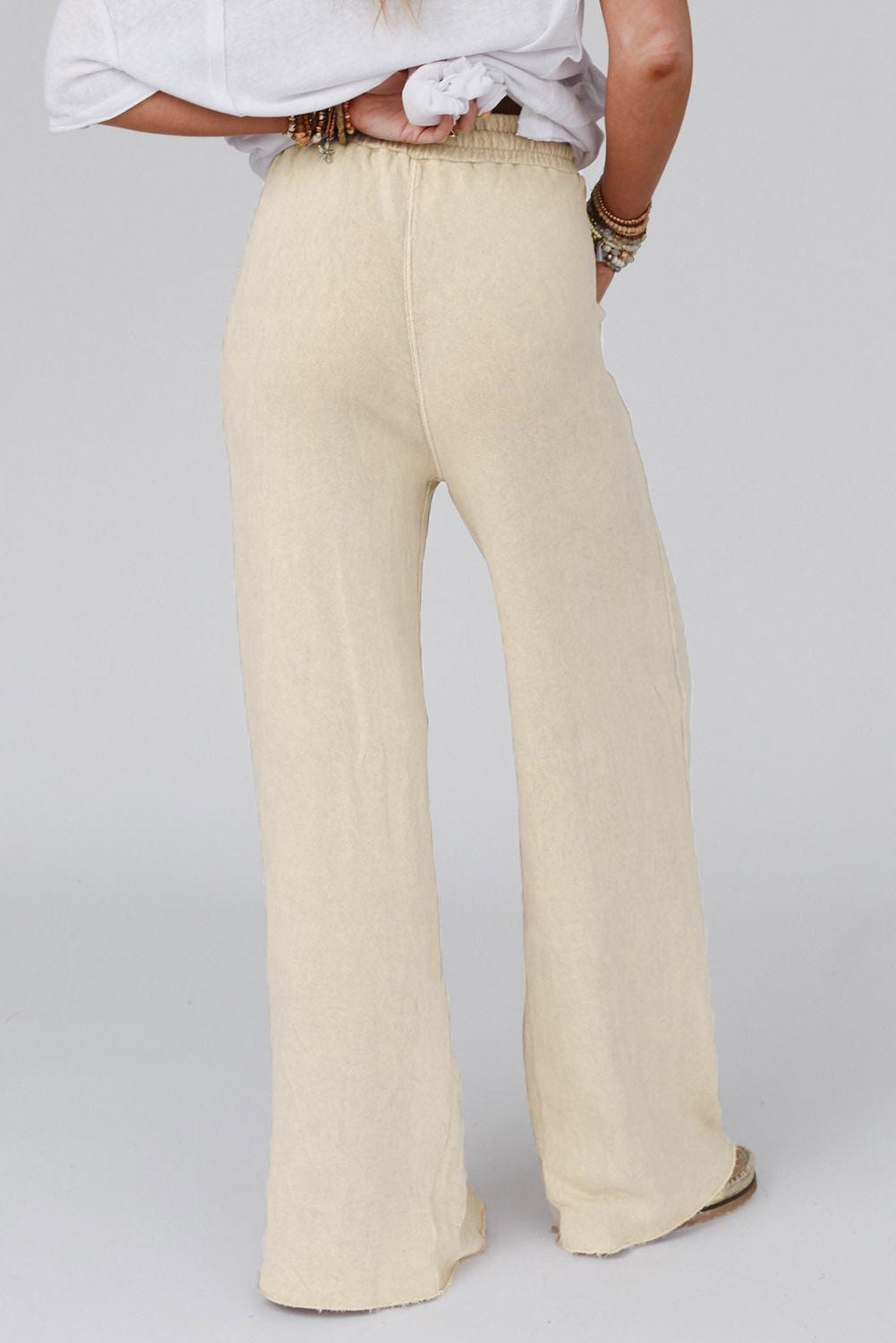 Gray Mineral Washed Drawstring Retro Wide Leg Womens Pants - US2EInc Apparel Plug Ltd. Co