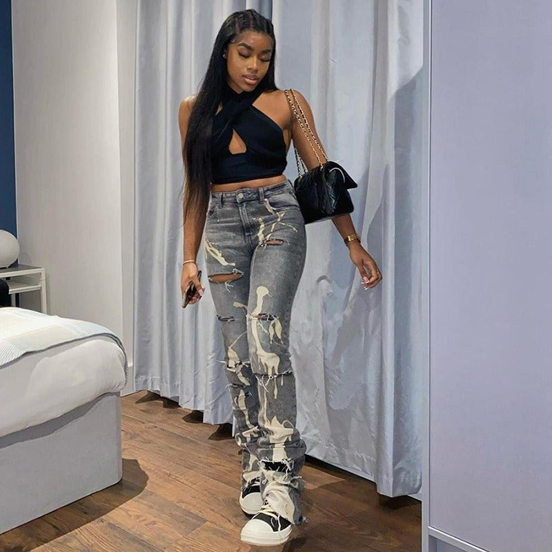 Jeans Women's High Waist Slim Stretch Fashion Pants - US2EInc Apparel Plug Ltd. Co