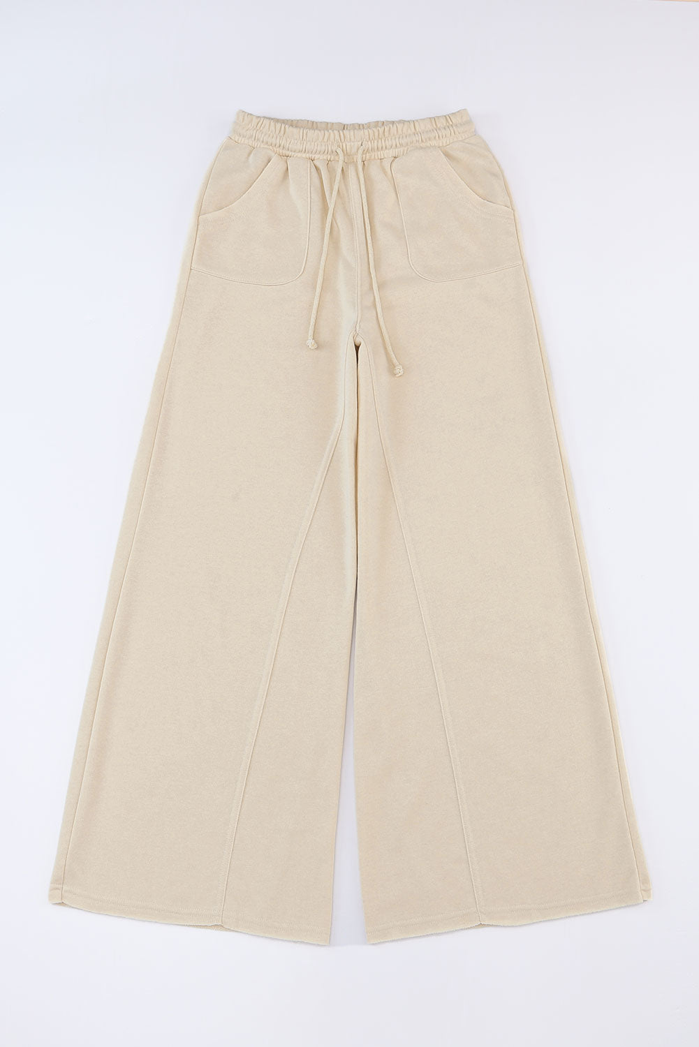 Gray Mineral Washed Drawstring Retro Wide Leg Womens Pants - US2EInc Apparel Plug Ltd. Co