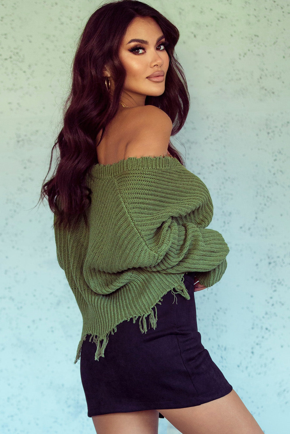 Gray Hollow-out Distressed Tassels Womens Sweater - US2EInc Apparel Plug Ltd. Co