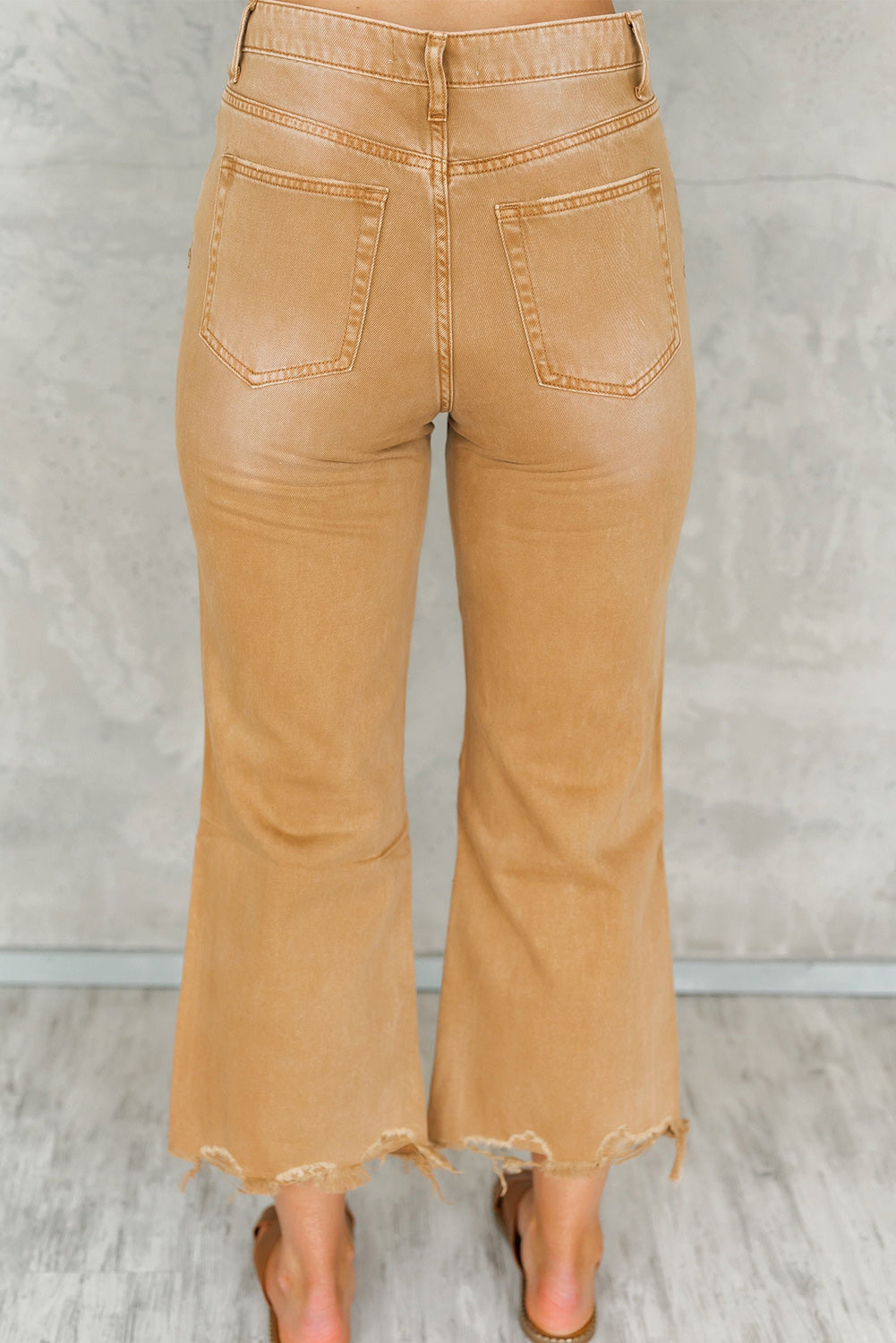 Black Distressed Hollow-out High Waist Cropped Flare Womens Jeans - US2EInc Apparel Plug Ltd. Co