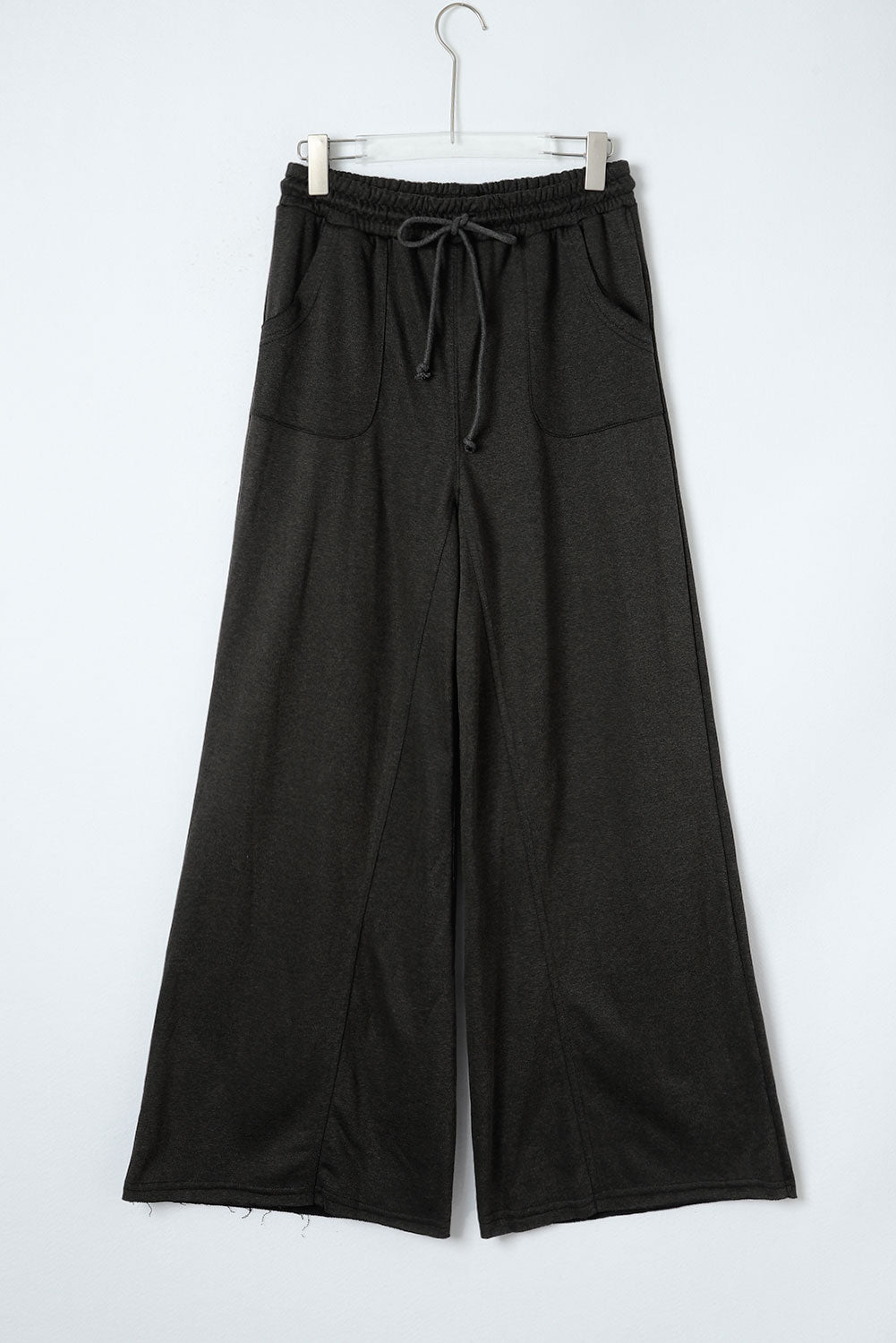 Gray Mineral Washed Drawstring Retro Wide Leg Womens Pants - US2EInc Apparel Plug Ltd. Co