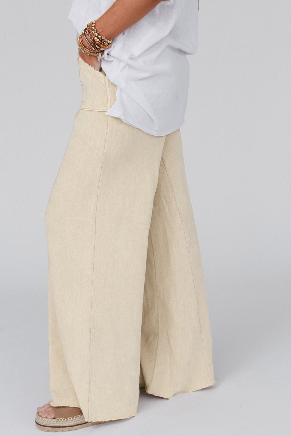 Gray Mineral Washed Drawstring Retro Wide Leg Womens Pants - US2EInc Apparel Plug Ltd. Co