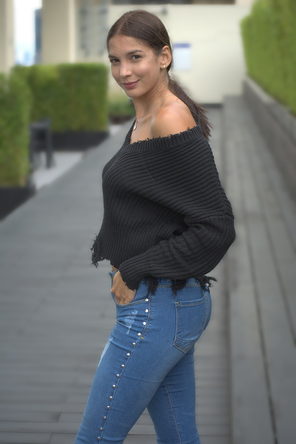 Gray Hollow-out Distressed Tassels Womens Sweater - US2EInc Apparel Plug Ltd. Co