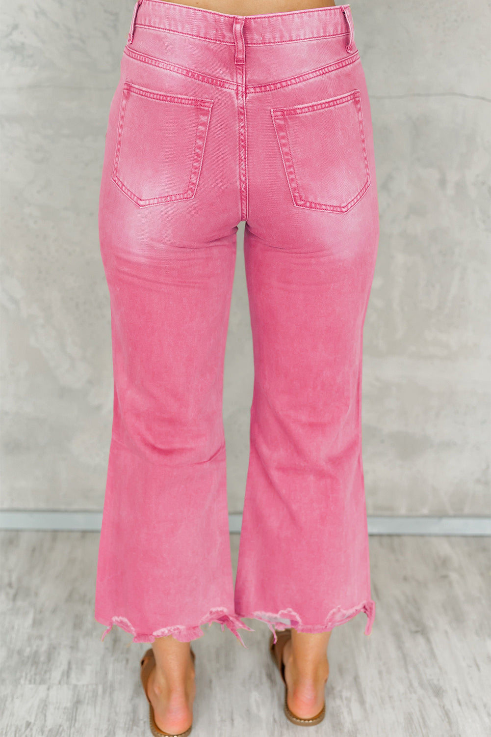 Black Distressed Hollow-out High Waist Cropped Flare Womens Jeans - US2EInc Apparel Plug Ltd. Co
