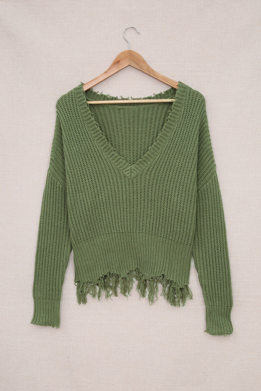 Gray Hollow-out Distressed Tassels Womens Sweater - US2EInc Apparel Plug Ltd. Co