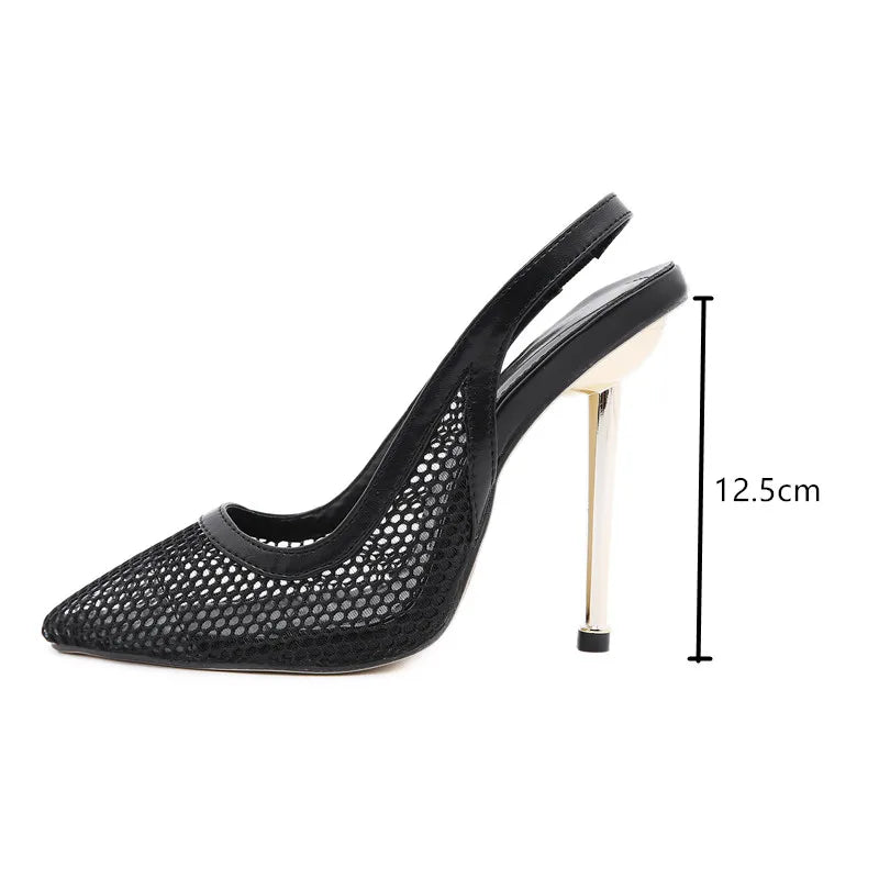 New 12cm Ultra High heels Mesh Slingbacks Summer Shoes - US2EInc Apparel Plug Ltd. Co