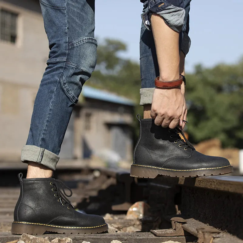 Maden Vintage Men's Genuine Leather Safety Boots - US2EInc Apparel Plug Ltd. Co