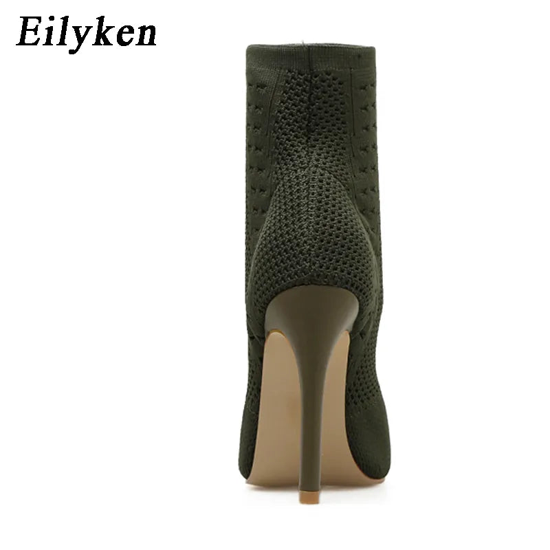 New Women Stretch Breathable Fabric Peep Toe Ankle High heel Boots - US2EInc Apparel Plug Ltd. Co