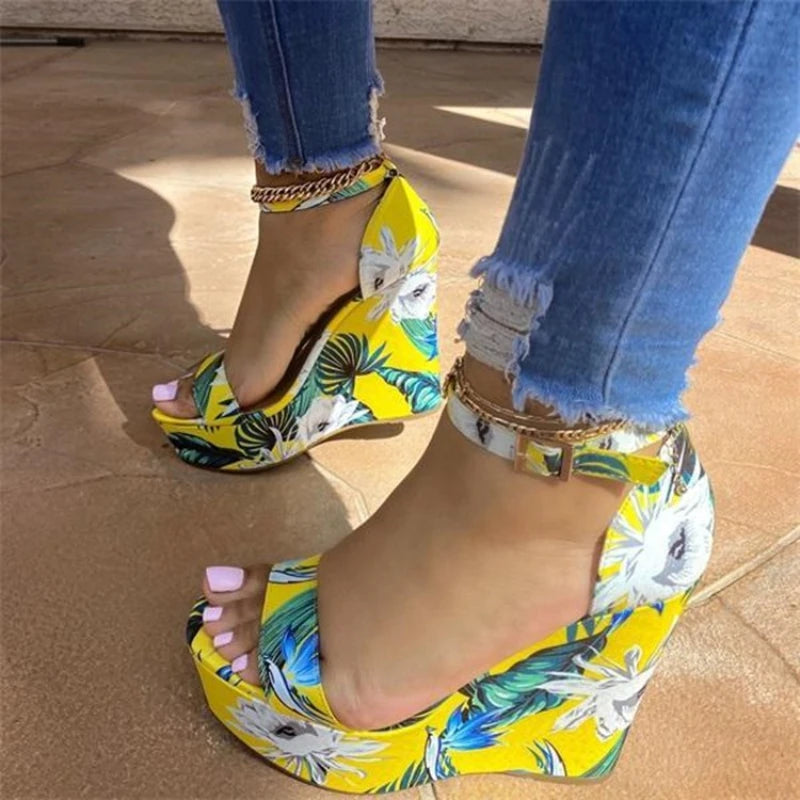New Summer Floral Design Women Wedge Shoes - US2EInc Apparel Plug Ltd. Co