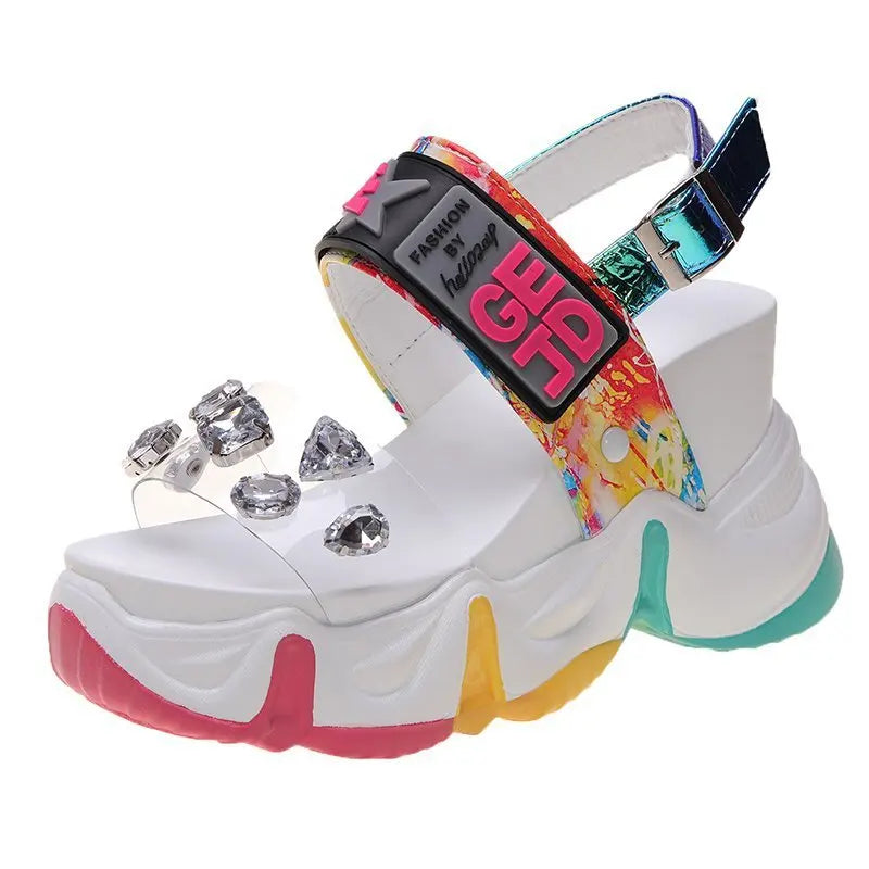 Platform Womens Gladiator Sandals Lace Up White Wedges - US2EInc Apparel Plug Ltd. Co