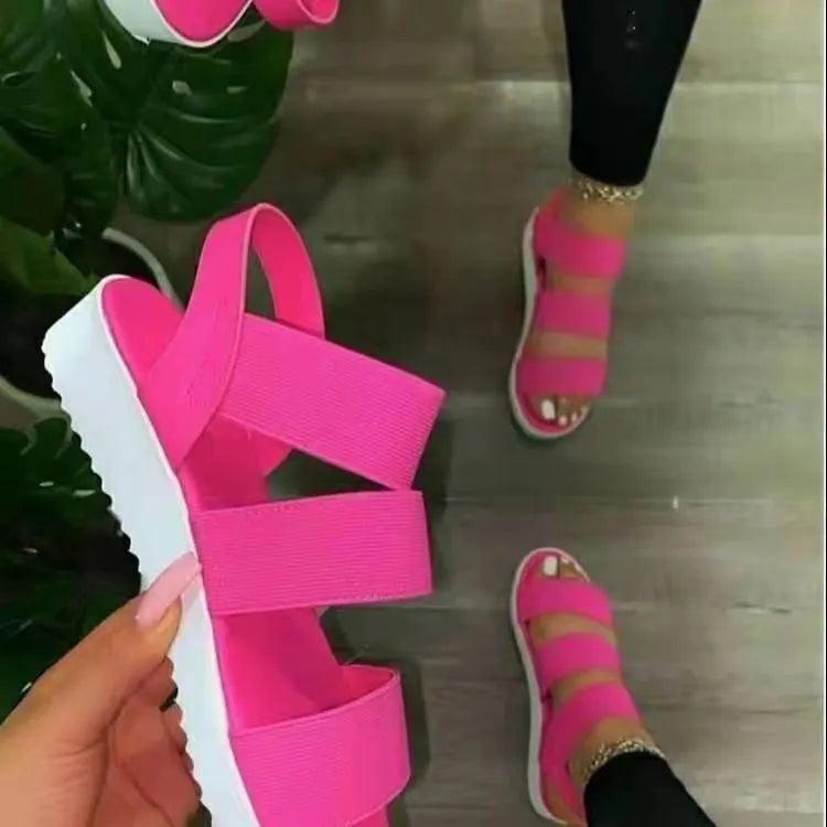 New Women Flat Heel Platform Cross Strap Open Toe Sandals - US2EInc Apparel Plug Ltd. Co
