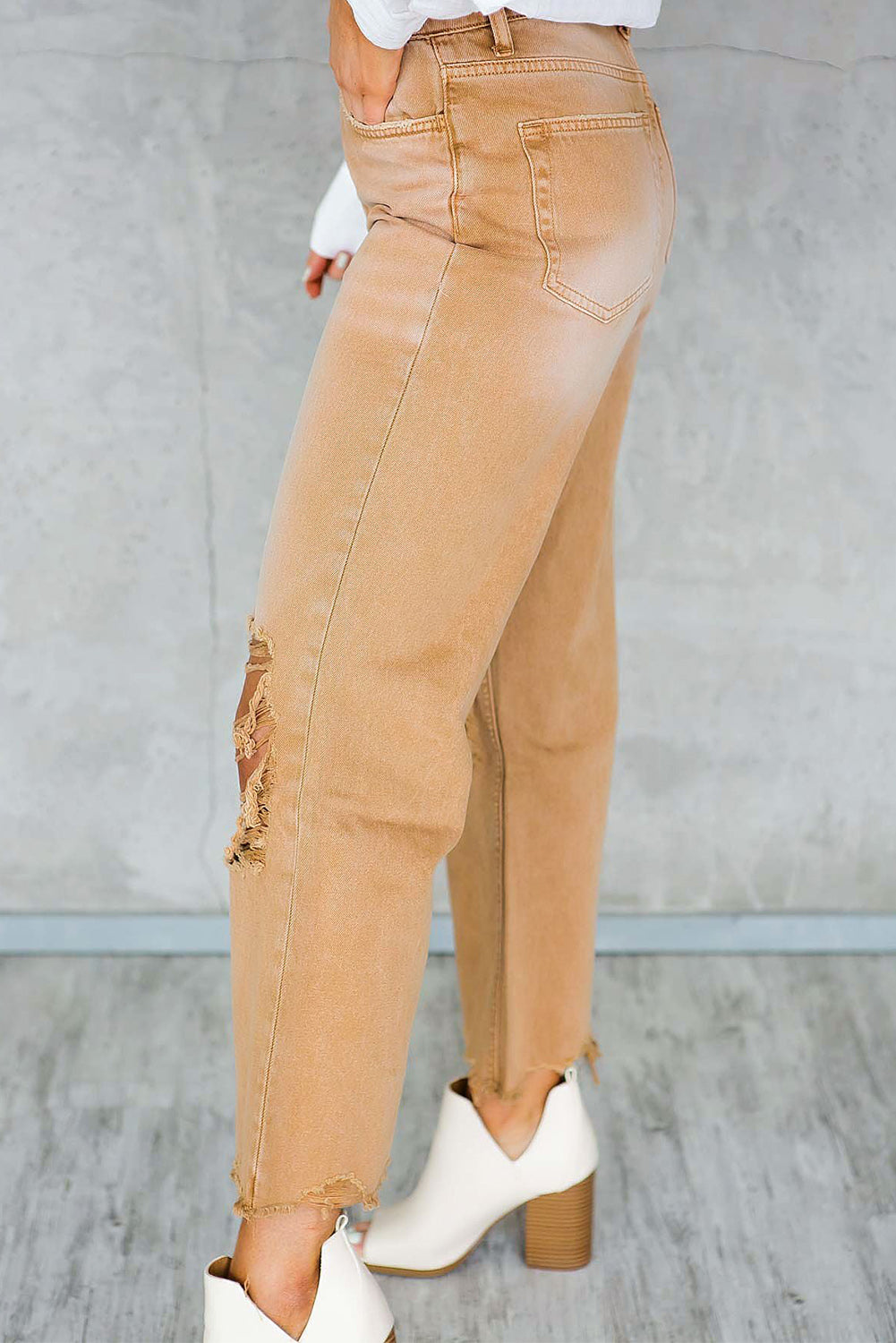 Black Distressed Hollow-out High Waist Cropped Flare Womens Jeans - US2EInc Apparel Plug Ltd. Co