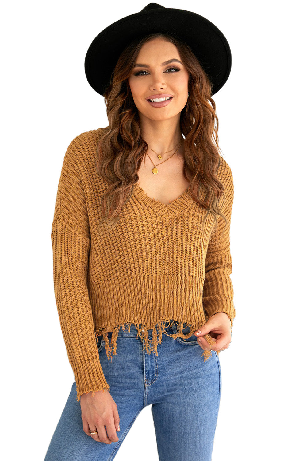 Gray Hollow-out Distressed Tassels Womens Sweater - US2EInc Apparel Plug Ltd. Co