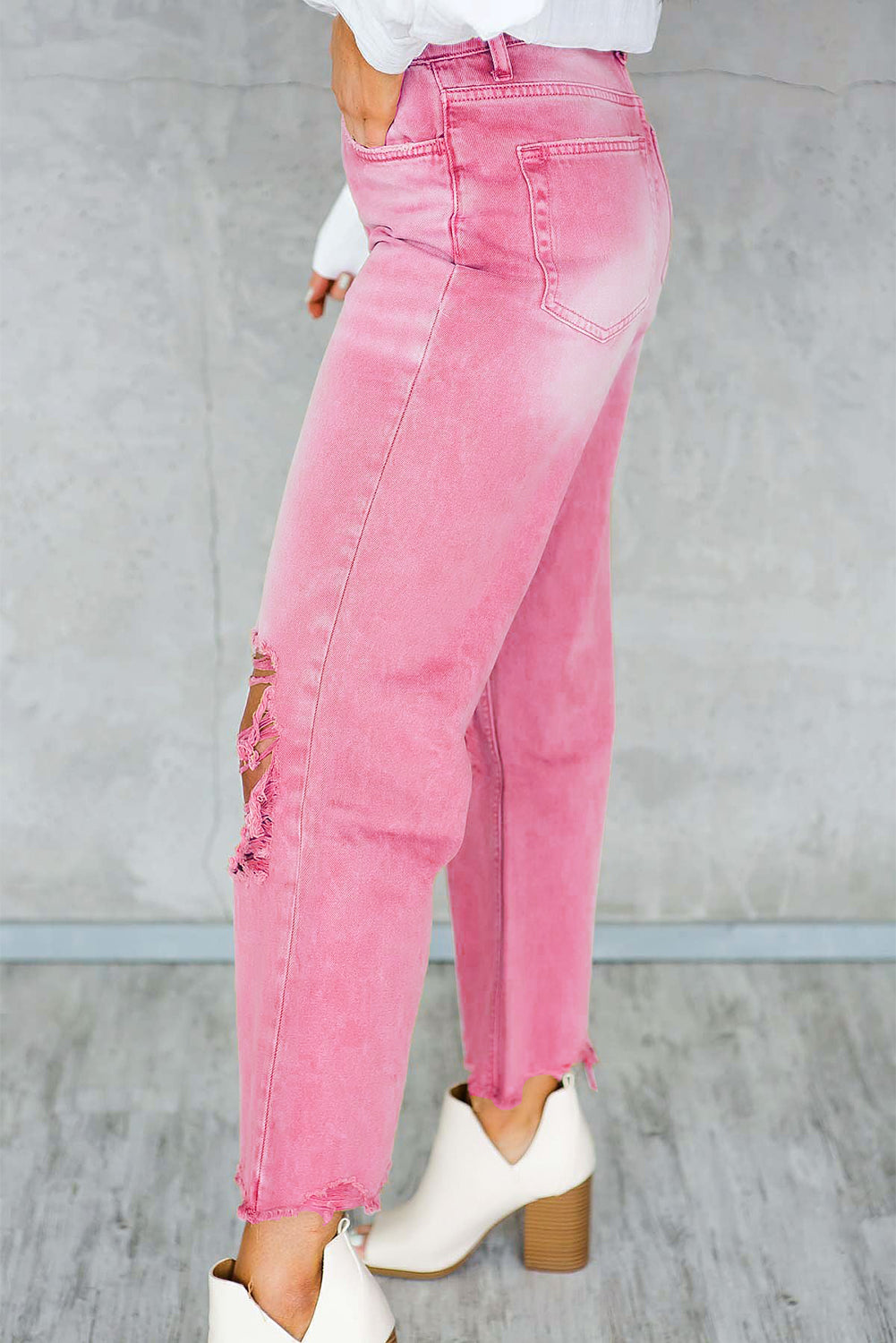 Black Distressed Hollow-out High Waist Cropped Flare Womens Jeans - US2EInc Apparel Plug Ltd. Co
