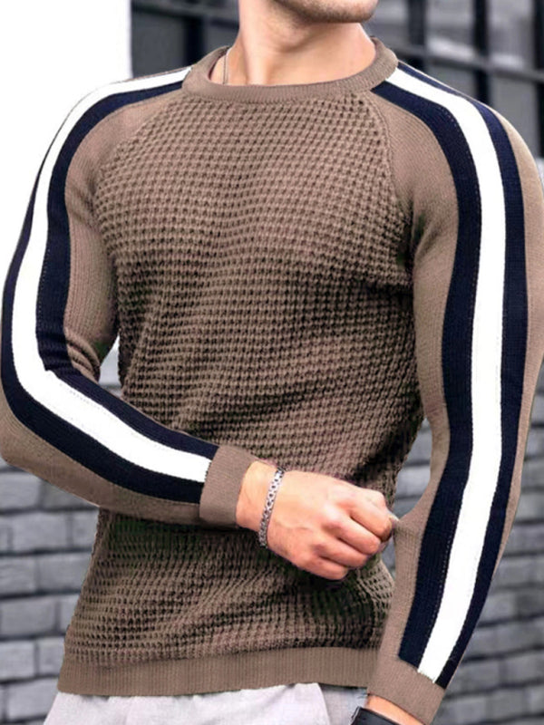Men's Legend Stripe Sleeve Waffle Knit T-shirt - US2EInc Apparel Plug Ltd. Co