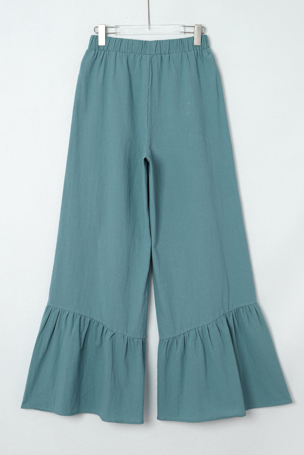 Sky Blue High Waist Ruffled Wide-Leg Womens Pants - US2EInc Apparel Plug Ltd. Co