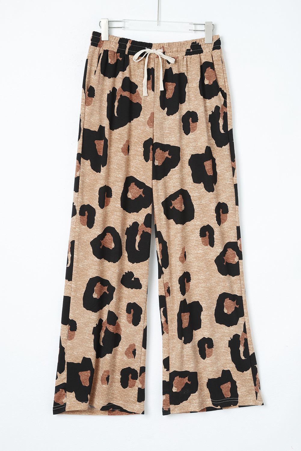 Leopard Drawstring Wide Leg Casual Womens Pants - US2EInc Apparel Plug Ltd. Co
