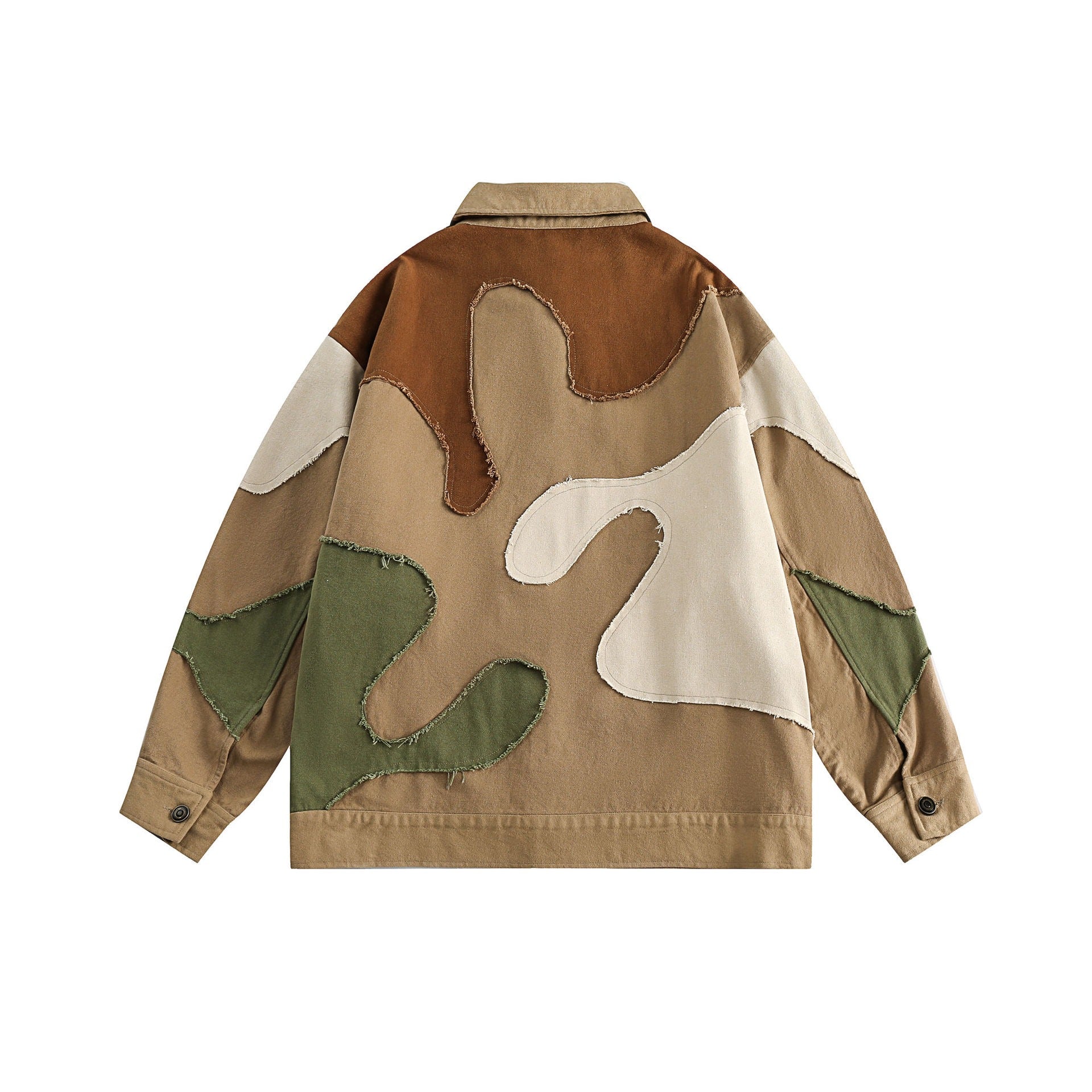 Splicing Retro Spring and Autumn Jacket Loose Camouflage Jacket for Women