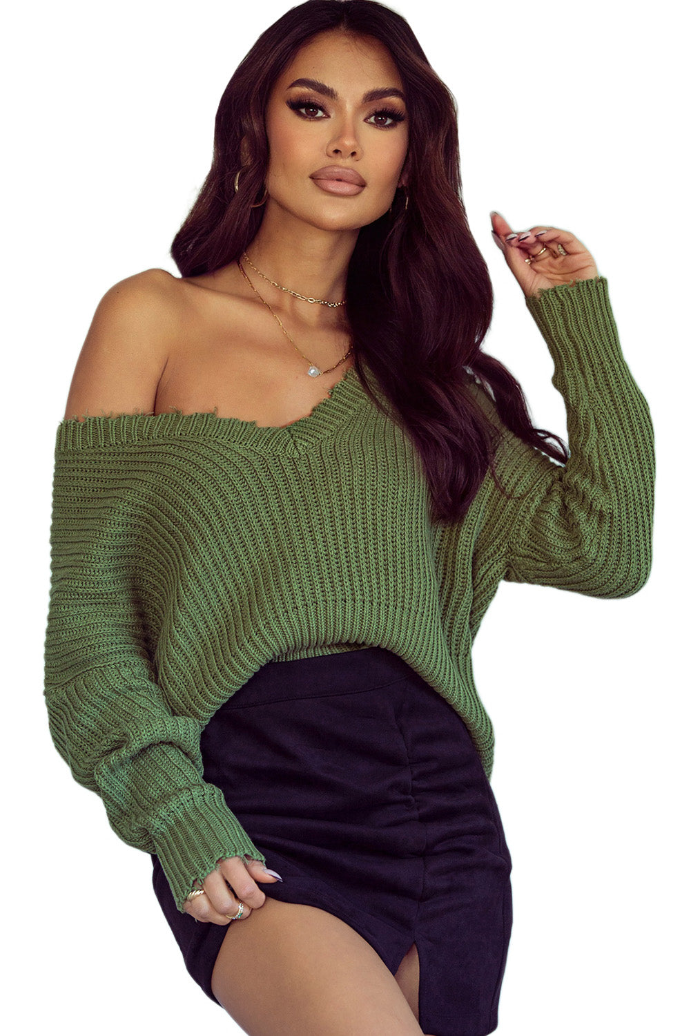 Gray Hollow-out Distressed Tassels Womens Sweater - US2EInc Apparel Plug Ltd. Co