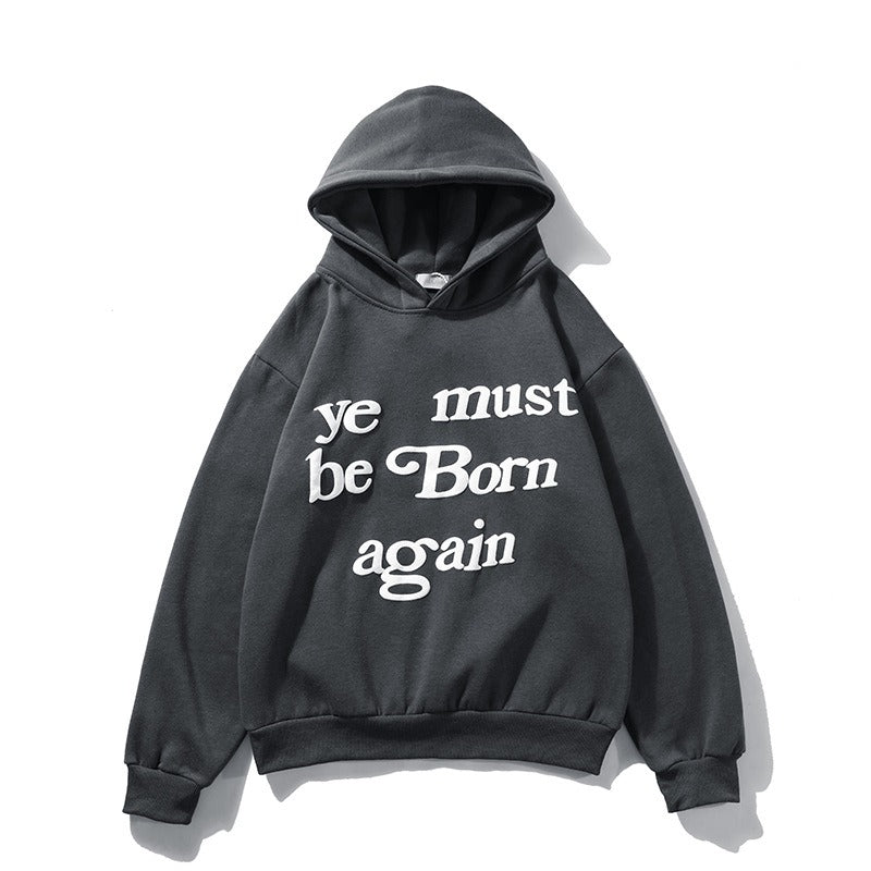 European and American Trendy Brand With The Same Letter Foam Printing Men and Womens Plush Pullover Hoodie