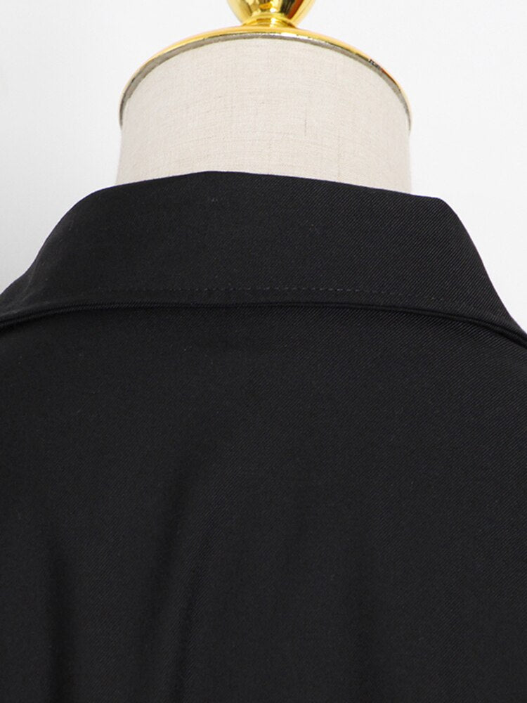 Patchwork Colorblock Coat For Female Lapel Batwing Sleeve Causal Loose Coats Women Spring Clothes Fashion New Style