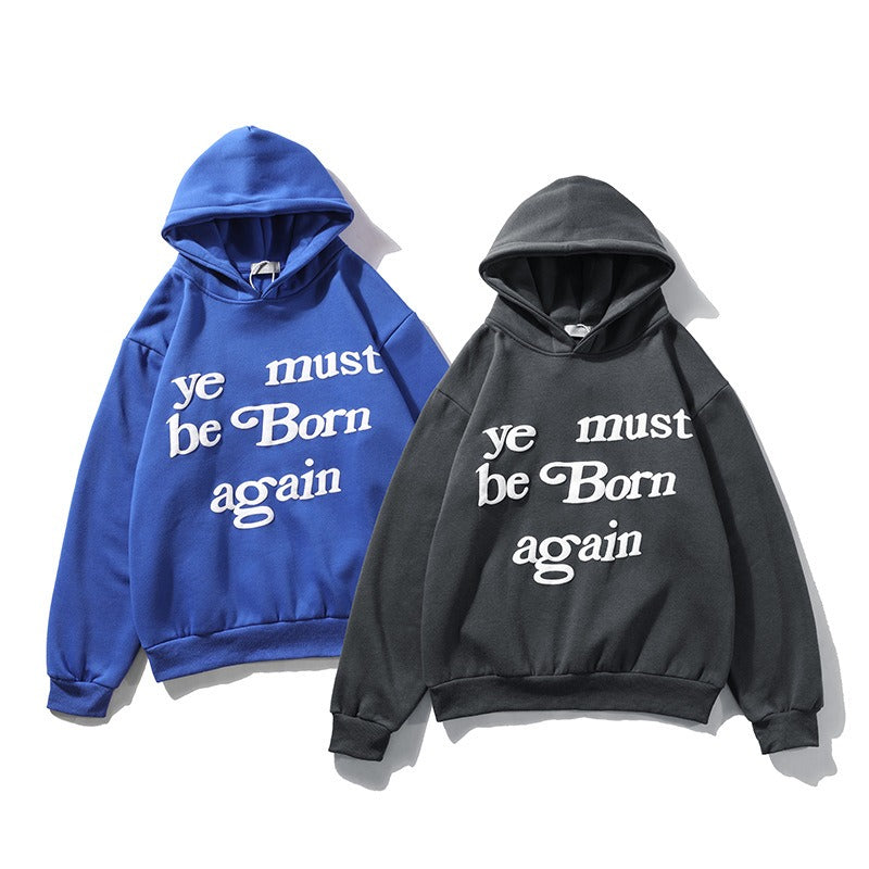 European and American Trendy Brand With The Same Letter Foam Printing Men and Womens Plush Pullover Hoodie