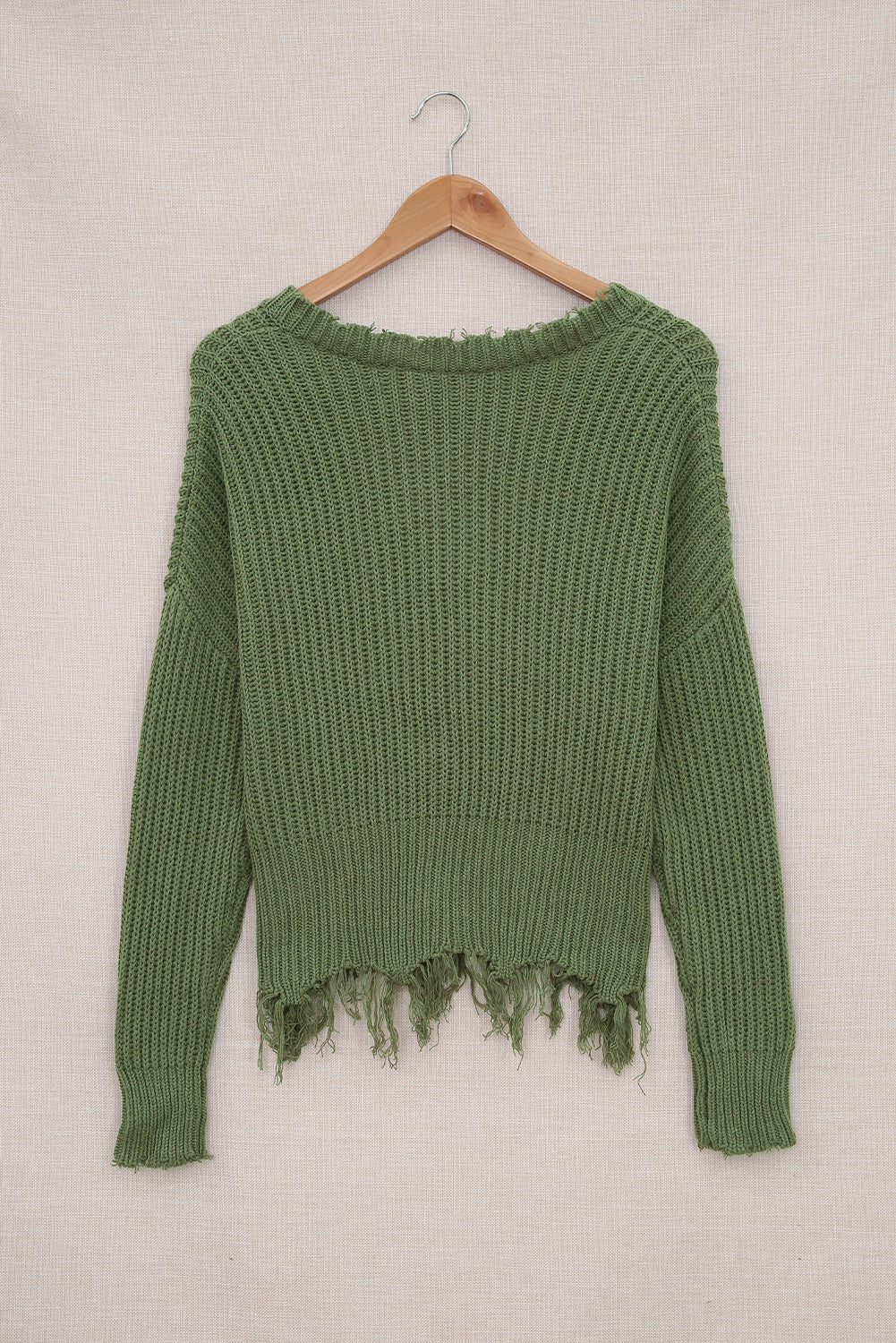 Gray Hollow-out Distressed Tassels Womens Sweater - US2EInc Apparel Plug Ltd. Co