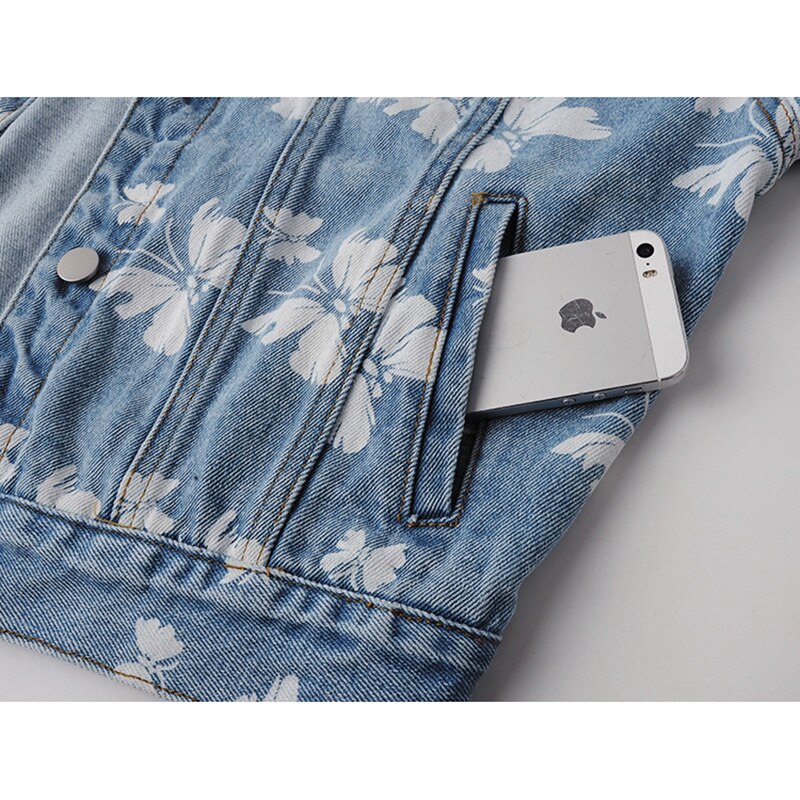 Spring Korean Fashion Butterfly Print Denim Jacket Women Blue Outerwear Casual Loose Short Jeans Jacket Coat Female Streetwear