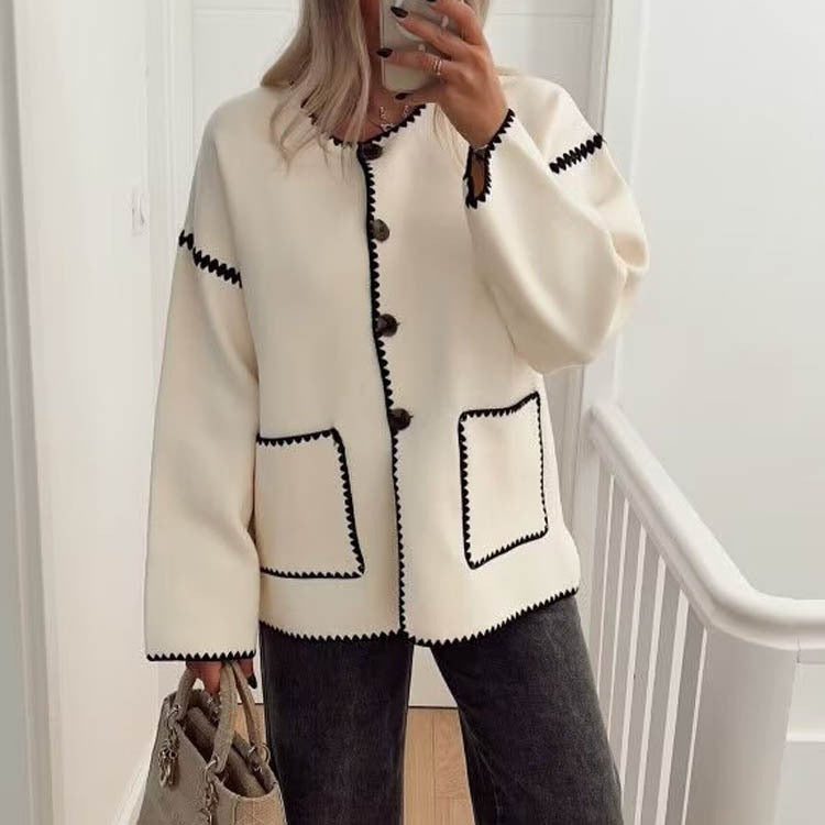 Autumn New Fashion Coat Vintage Long Sleeve Female Outerwear Chic Overshirt