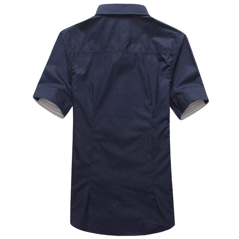 Mushroom Embroidery Mens Short Sleeve Casual Shirts Summer Cotton Shirts