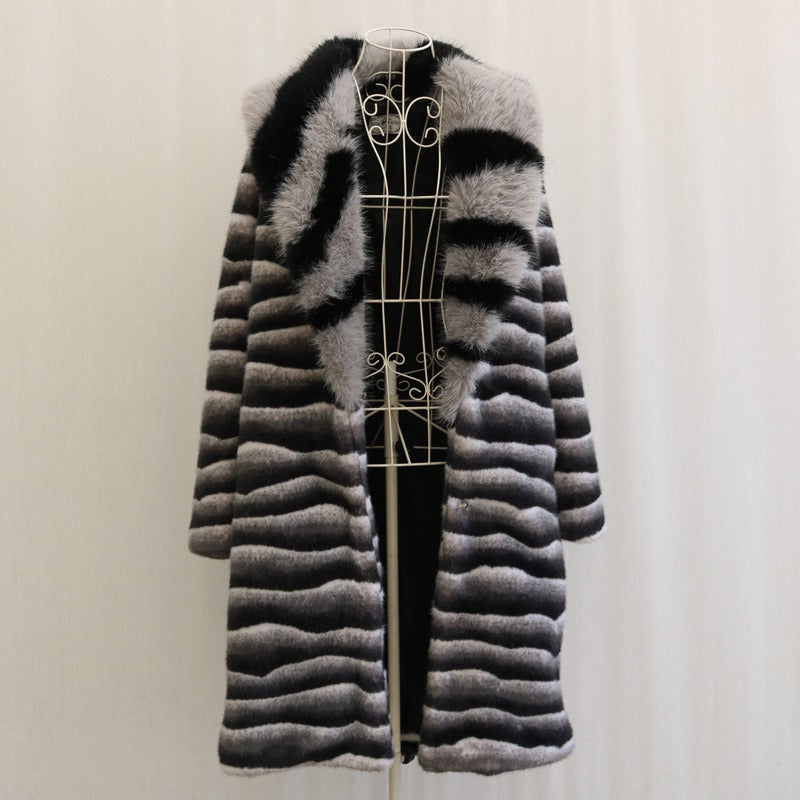 Warm Faux Fur Coat Men Mid-length Thick Fur Coat Plus Size Fur Collar Designer Men's Clothing