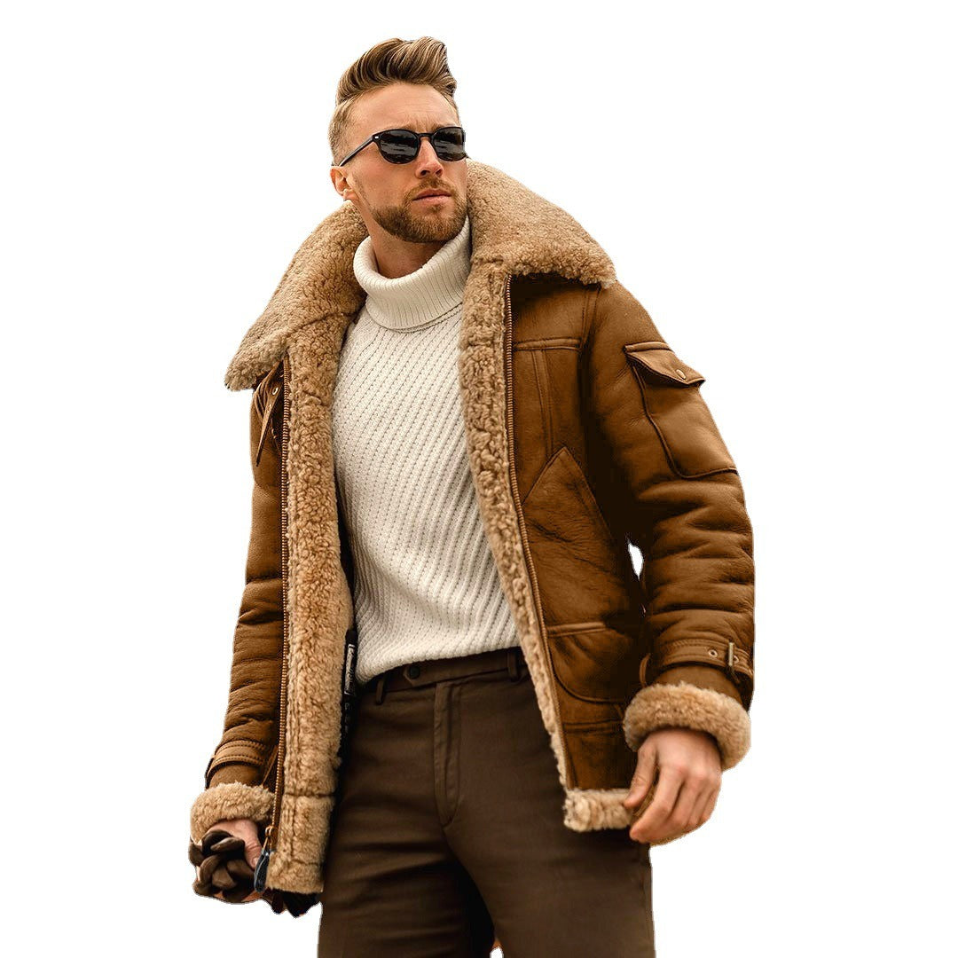 New Fur Integrated Men's Coat Thickened Faux Fur Jacket Autumn And Winter - US2EInc Apparel Plug Ltd. Co