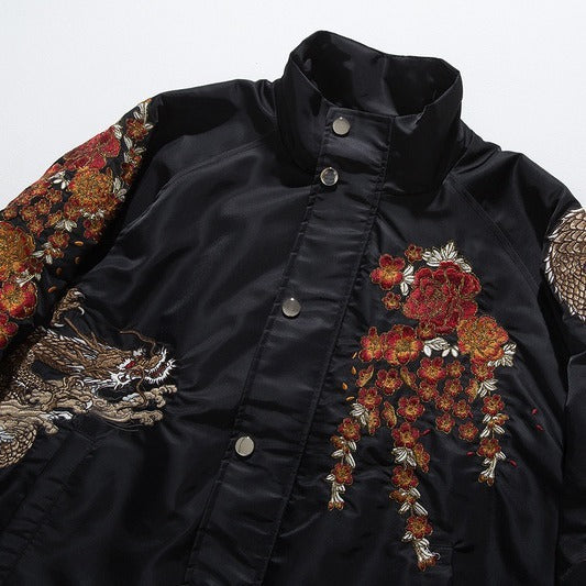 Heavy Industry Dragon Embroidery Trendy Brand Casual Boys Stand Collar Jacket Cotton Jacket