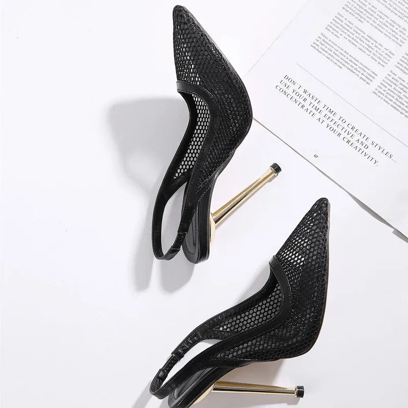 New 12cm Ultra High heels Mesh Slingbacks Summer Shoes - US2EInc Apparel Plug Ltd. Co