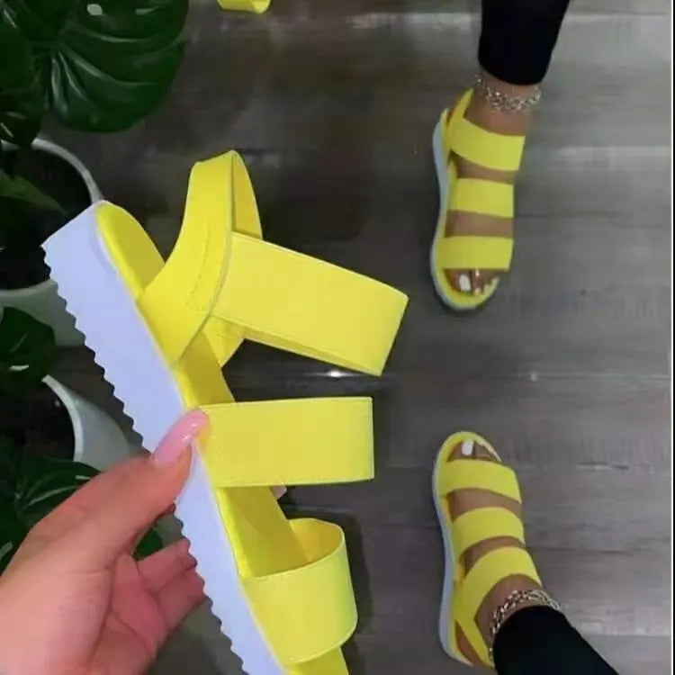 New Women Flat Heel Platform Cross Strap Open Toe Sandals - US2EInc Apparel Plug Ltd. Co