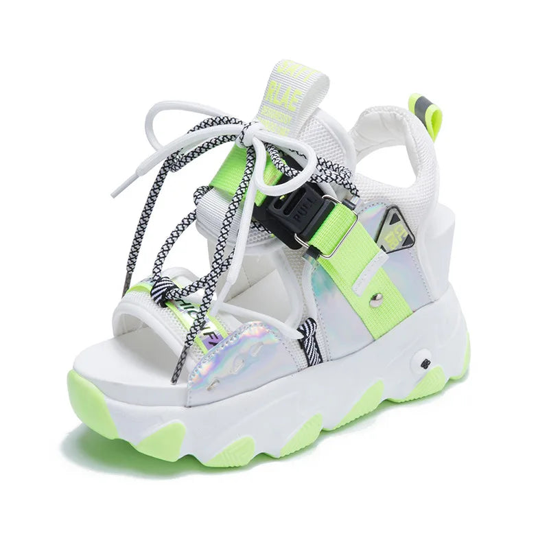 Platform Womens Gladiator Sandals Lace Up White Wedges - US2EInc Apparel Plug Ltd. Co