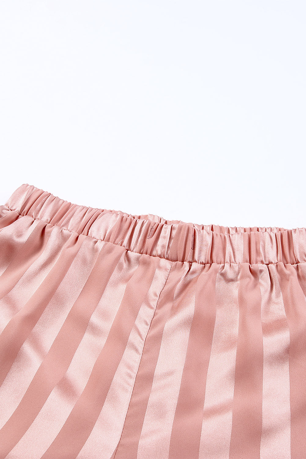 Pink Striped Print Buttoned Shirt and Drawstring Womens Shorts Lounge Set - US2EInc Apparel Plug Ltd. Co