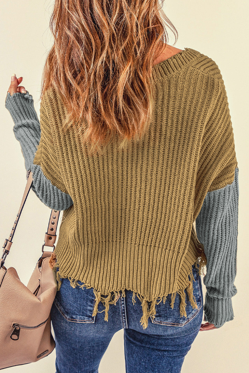 Gray Hollow-out Distressed Tassels Womens Sweater - US2EInc Apparel Plug Ltd. Co