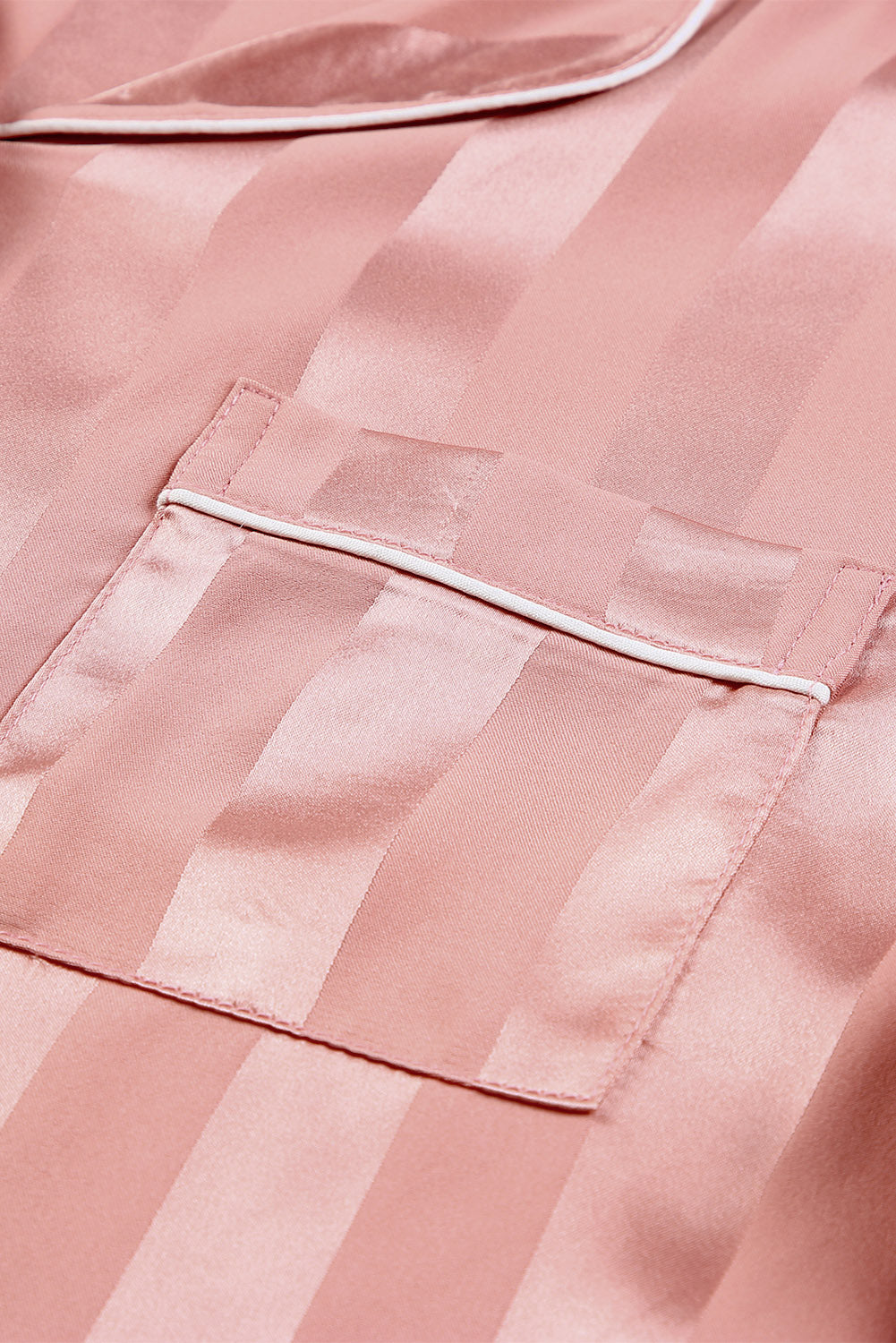 Pink Striped Print Buttoned Shirt and Drawstring Womens Shorts Lounge Set - US2EInc Apparel Plug Ltd. Co