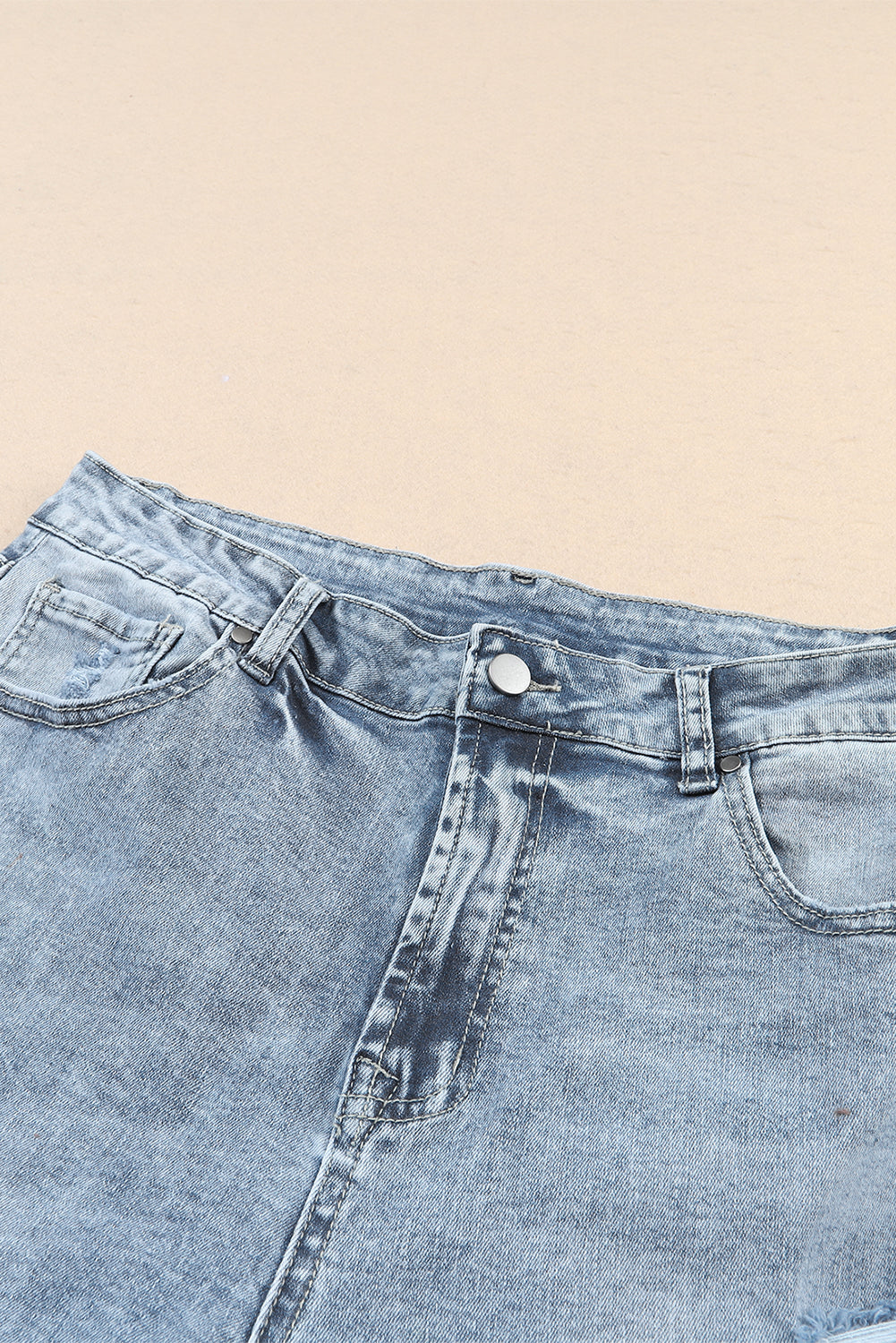 Navy Blue Light Wash Frayed Slim Fit High Waist Womens Jeans - US2EInc Apparel Plug Ltd. Co
