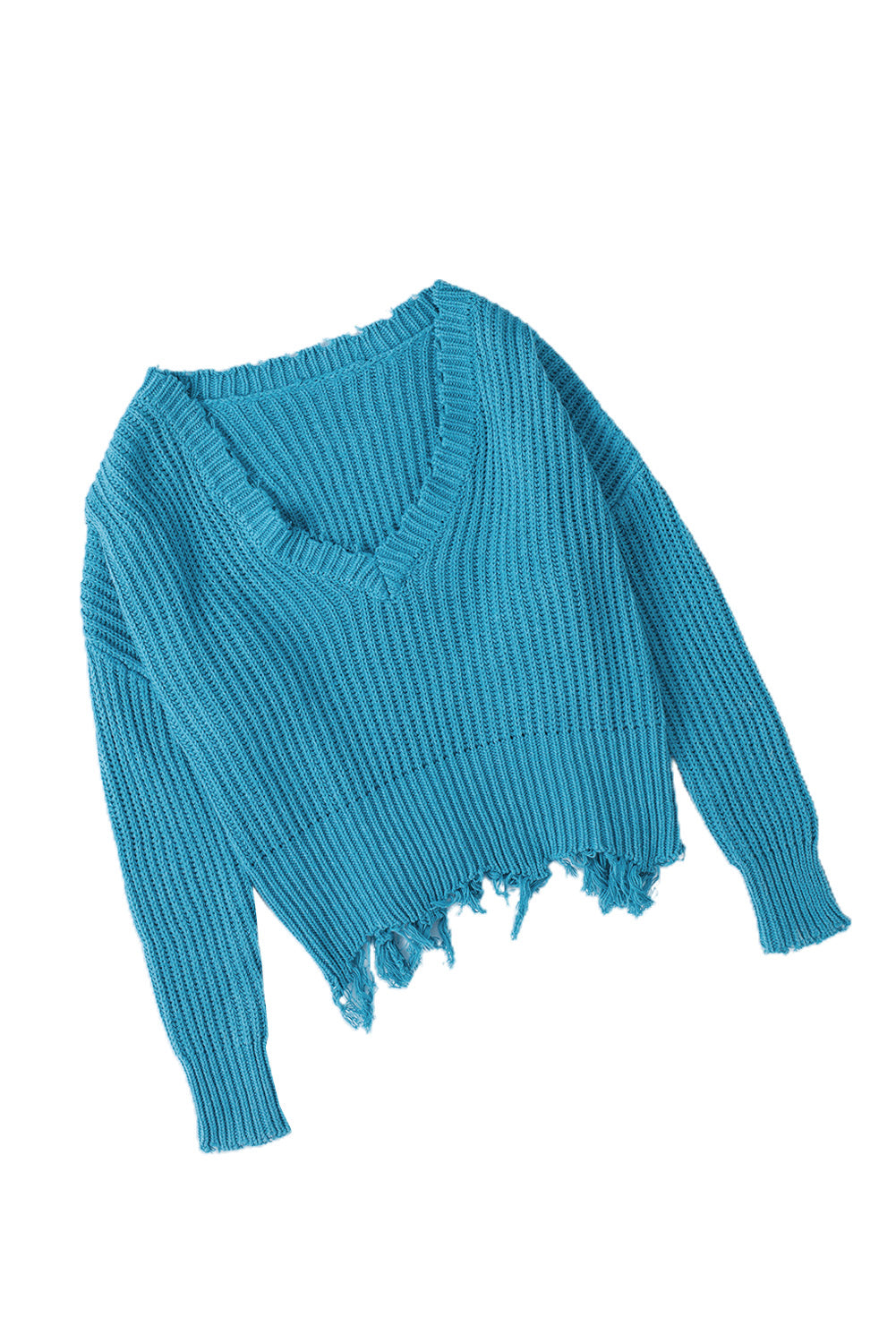 Gray Hollow-out Distressed Tassels Womens Sweater - US2EInc Apparel Plug Ltd. Co