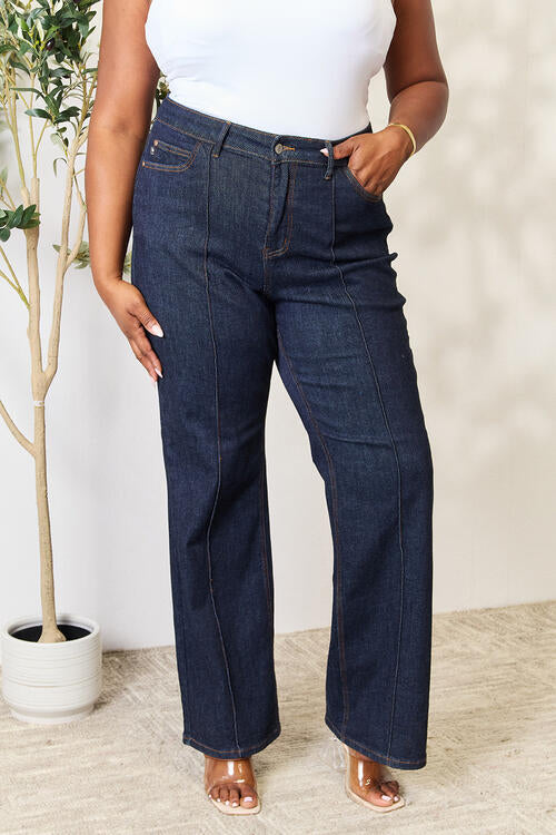 Judy Blue Full Size High Waist Wide Leg Womens Jeans - US2EInc Apparel Plug Ltd. Co