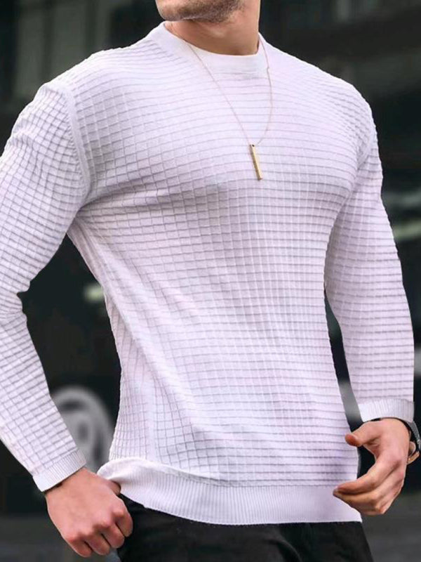 Men's casual round neck long sleeve sports knitted T-Shirt - US2EInc Apparel Plug Ltd. Co